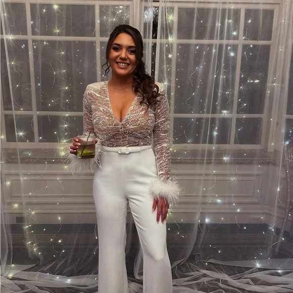 NADINE MERABI White Lace Jumpsuit - Picture 3 of 3